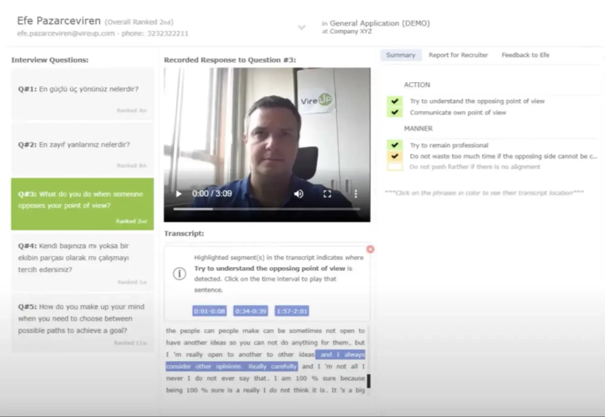 VireUp video recruitment analysis